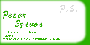 peter szivos business card